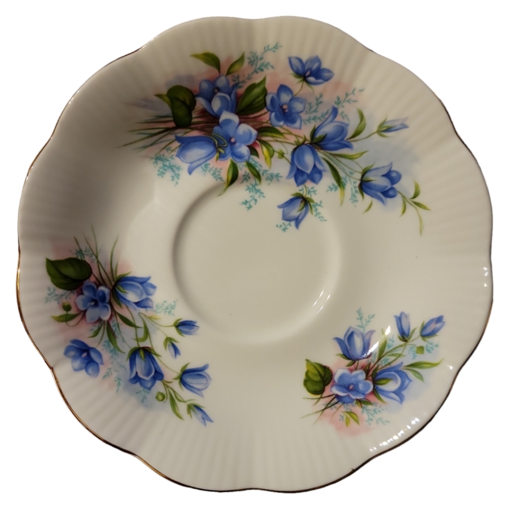 Vtg Royal Elbert Bone China England Tea Cup Saucer Coffee Blue Pink Gold Accents - Picture 7 of 9